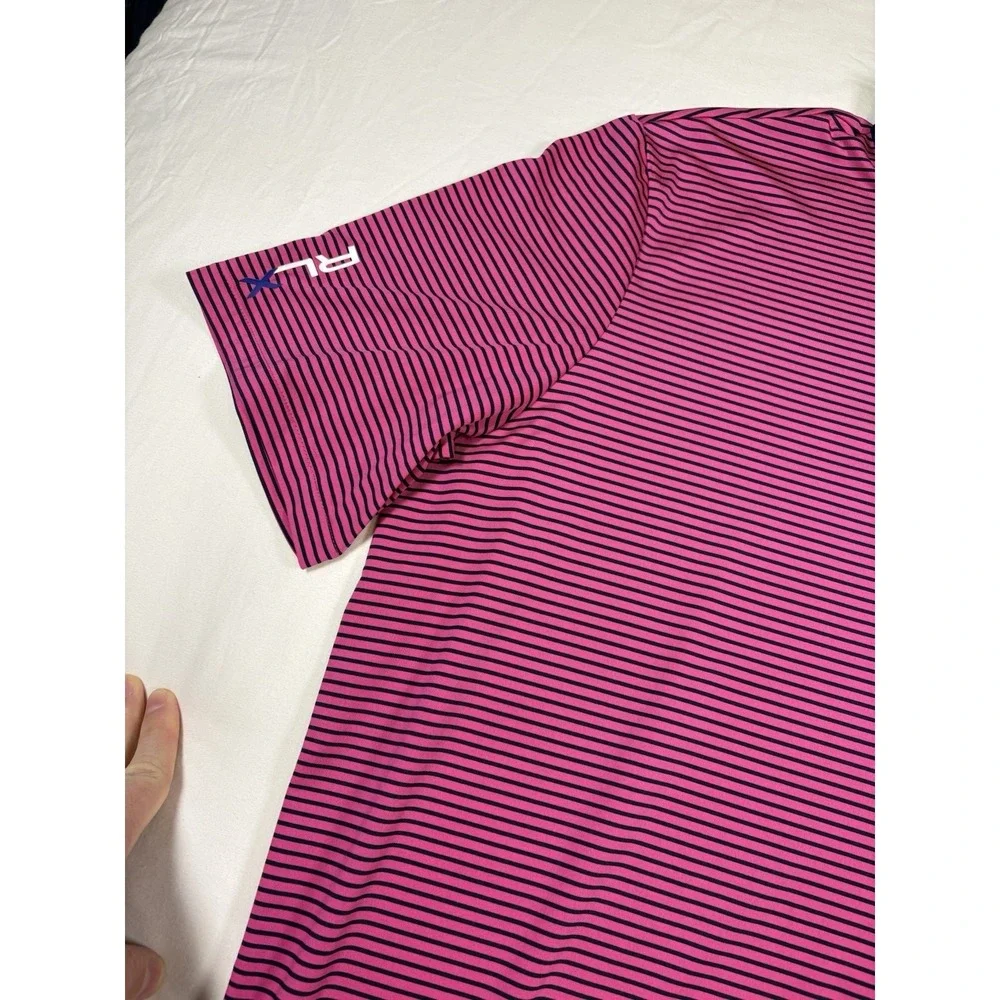 Ralph Lauren Shirt Mens Large Pink Blue RLX Golf Polo Thornblade Performance